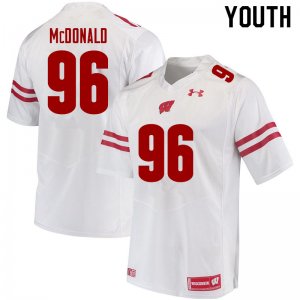 Youth Wisconsin Badgers NCAA #96 Cade McDonald White Authentic Under Armour Stitched College Football Jersey JD31N22MG